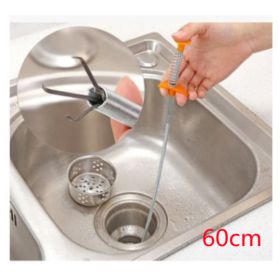 60CM Sewer Dredger Spring Pipe Dredging Tool Household Hair Cleaner Drain Clog Remover Cleaning Tools Household For Kitchen Sink Kitchen Gadgets (Option: Yellow 60cm)